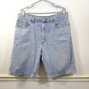 Levis 550 Jean Shorts Mens 38 Relaxed Fit Blue Denim Faded Distressed Skater Y2K